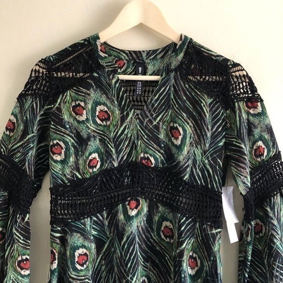 Design Lab Green Peacock mini Tunic dress NWT - Picture 2 of 7